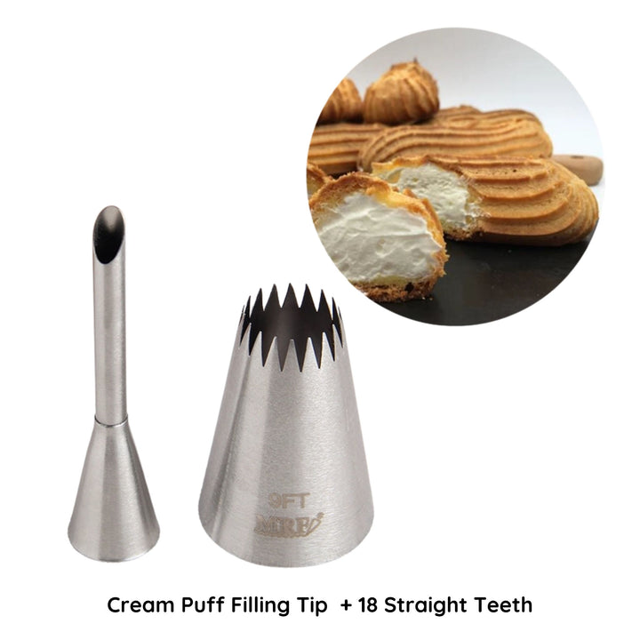 Eclair Puff Nozzles Cream Piping Tips Set