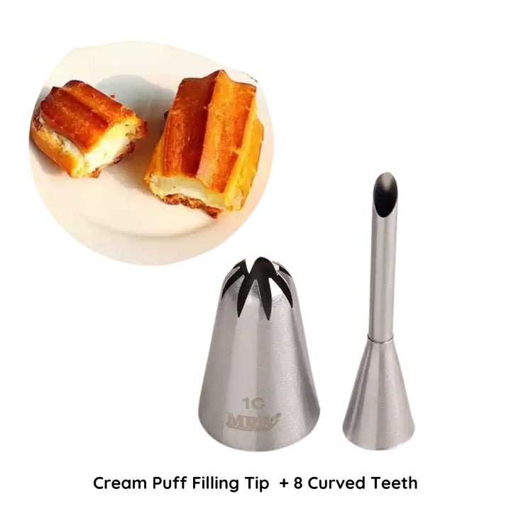 Eclair Puff Nozzles Cream Piping Tips Set