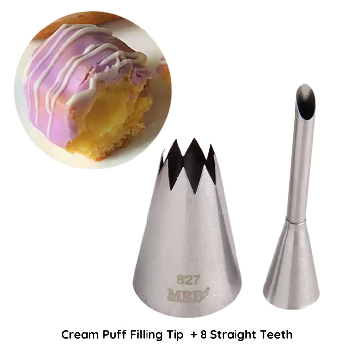 Eclair Puff Nozzles Cream Piping Tips Set