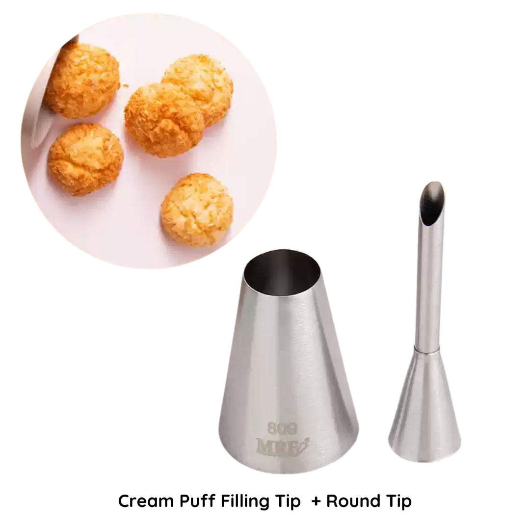 Eclair Puff Nozzles Cream Piping Tips Set