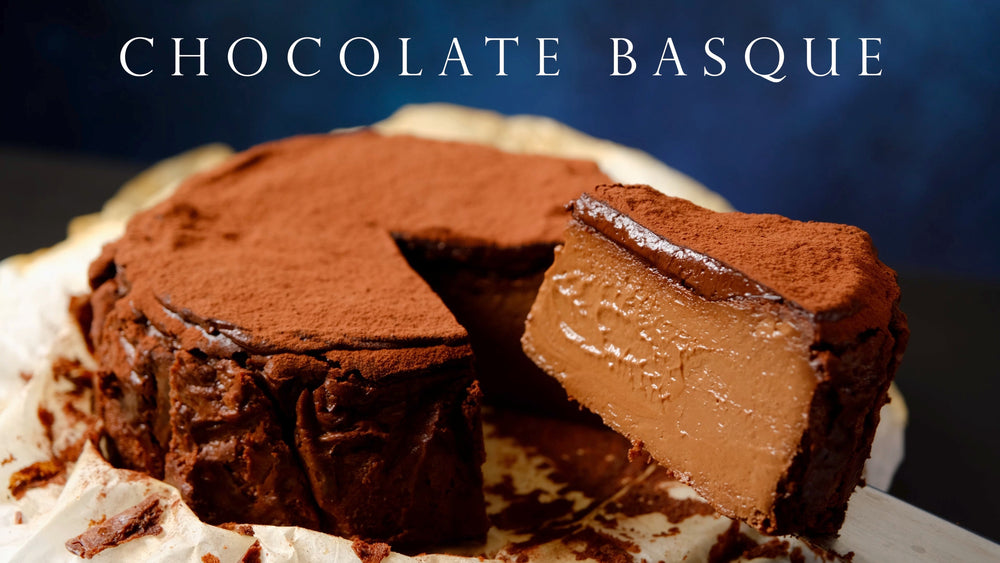 Double chocolate Basque cheesecake with a molten creamy centre