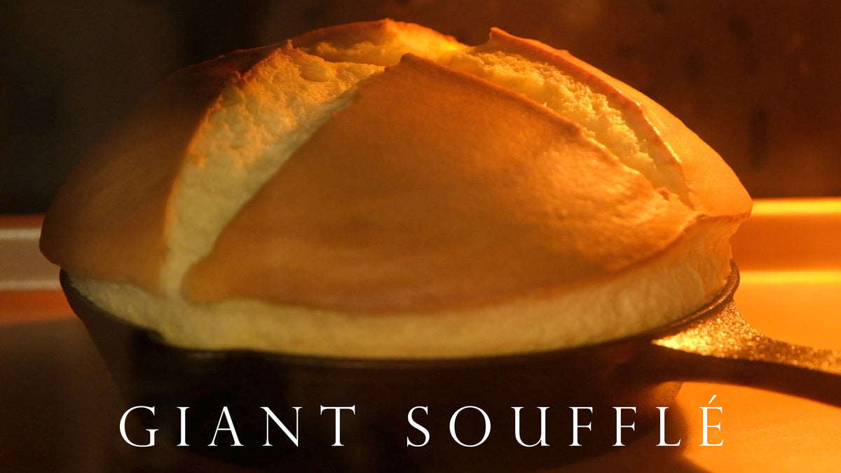 Baked Japanese soufflé pancake with a golden cross-cut top