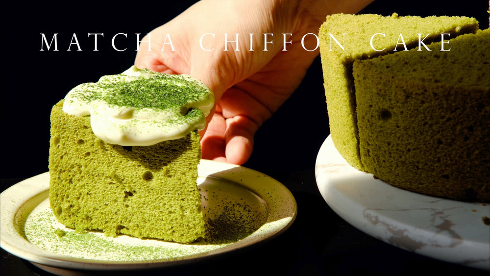 Six-inch matcha chiffon cake with whipped cream topping
