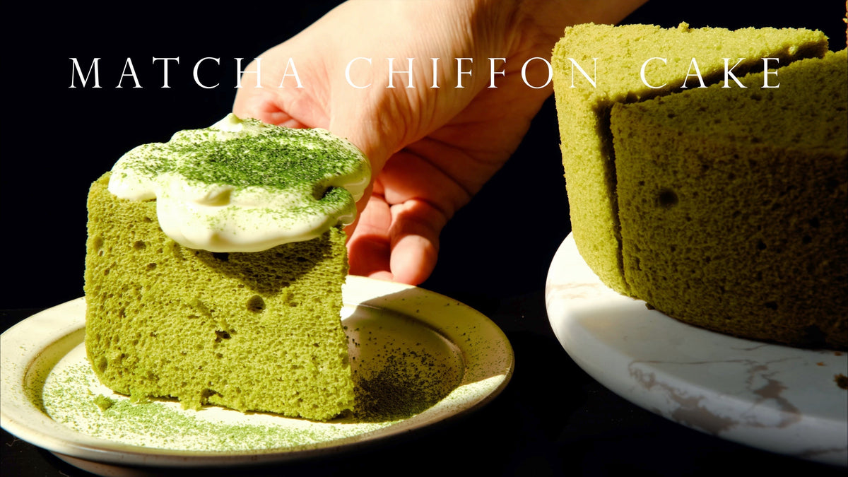 Six-inch matcha chiffon cake with whipped cream topping