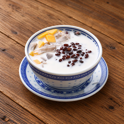 Red bean tong sui served in a Linglong porcelain dessert bowl