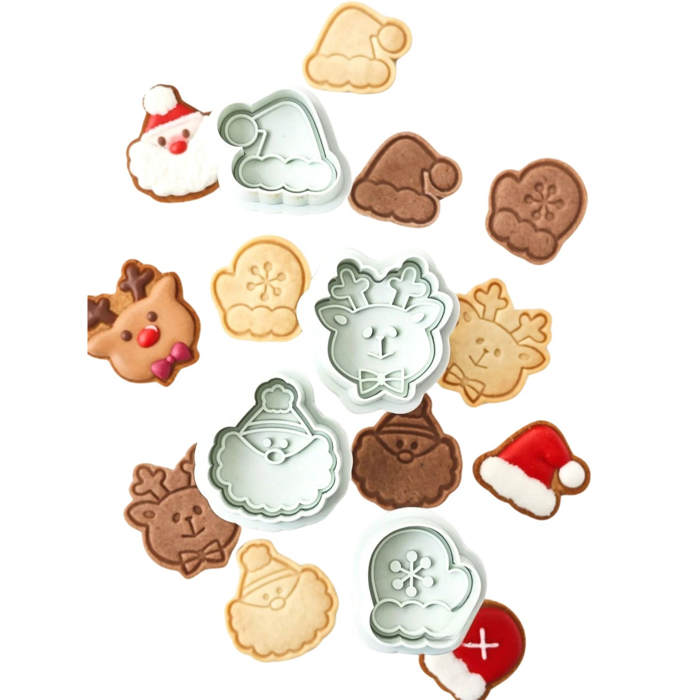 Create Christmas Cookies with Santa, Reindeer & Christmas Hat Cookie Molds for Party