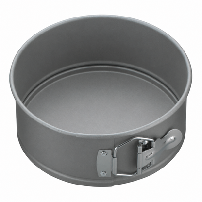 TIGERCROWN grey non-stick springform cake pan with a silver release clasp, made in Japan.