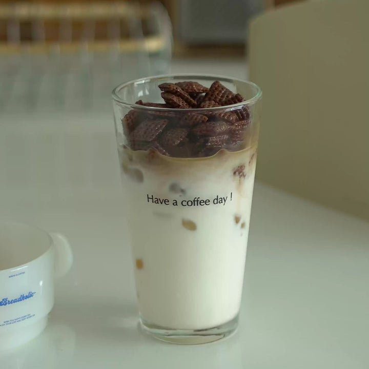 Minimalist Korean Style Coffee Glass Tumbler (Have A Coffee Day)