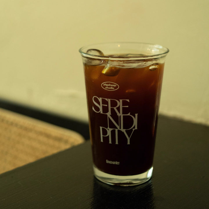 Printed Iced Coffee Glass Tumbler (Serendipity)