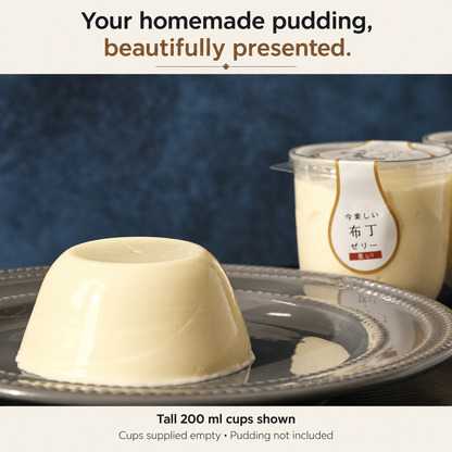 Japanese-Style Pudding Cups with Lids & Stickers