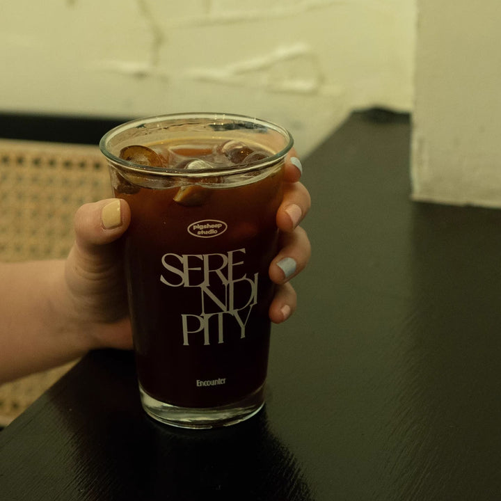 Printed Iced Coffee Glass Tumbler (Serendipity)