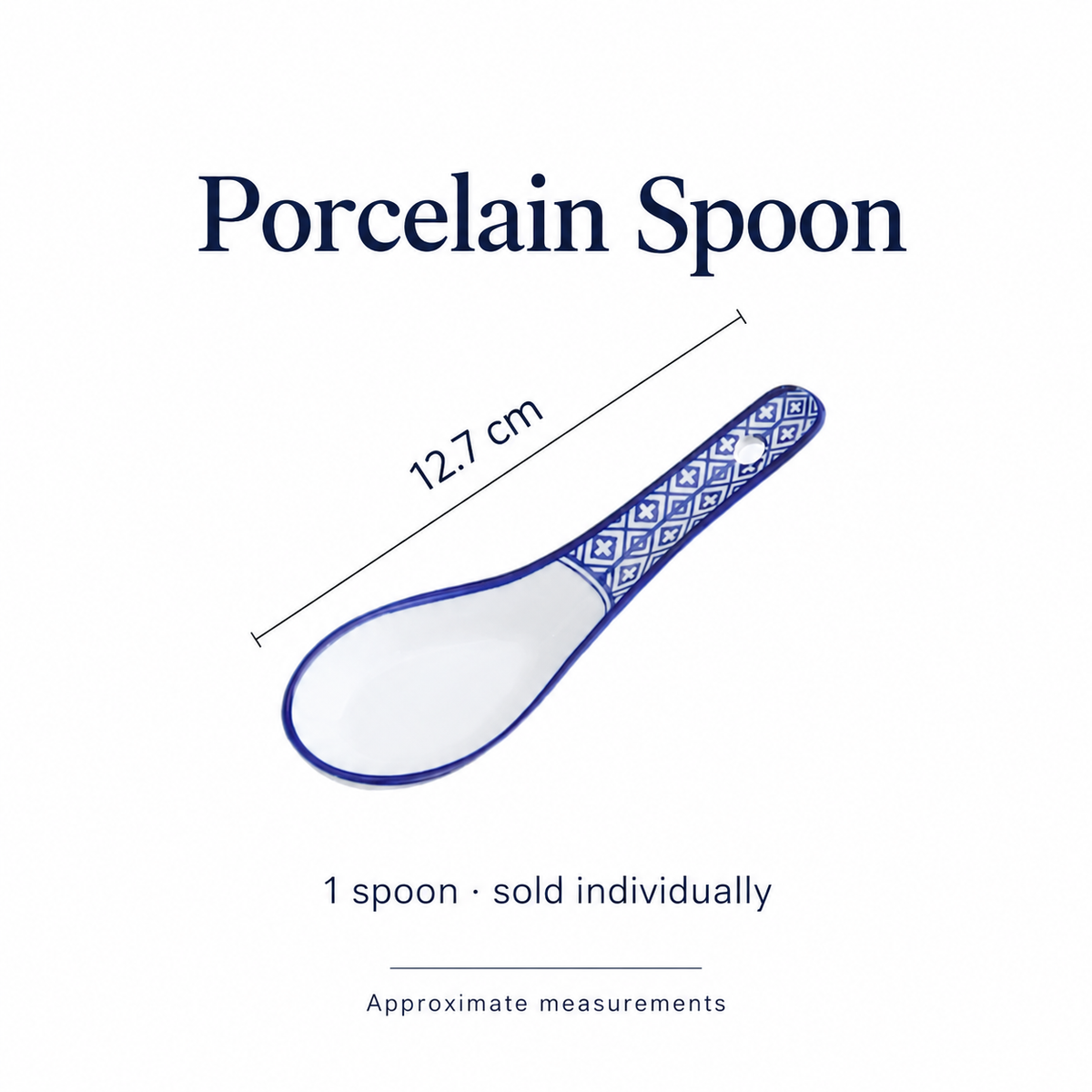 Linglong porcelain spoon size guide: 12.7 cm long, one piece