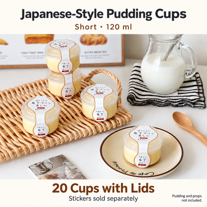 Japanese-Style Pudding Cups with Lids & Stickers