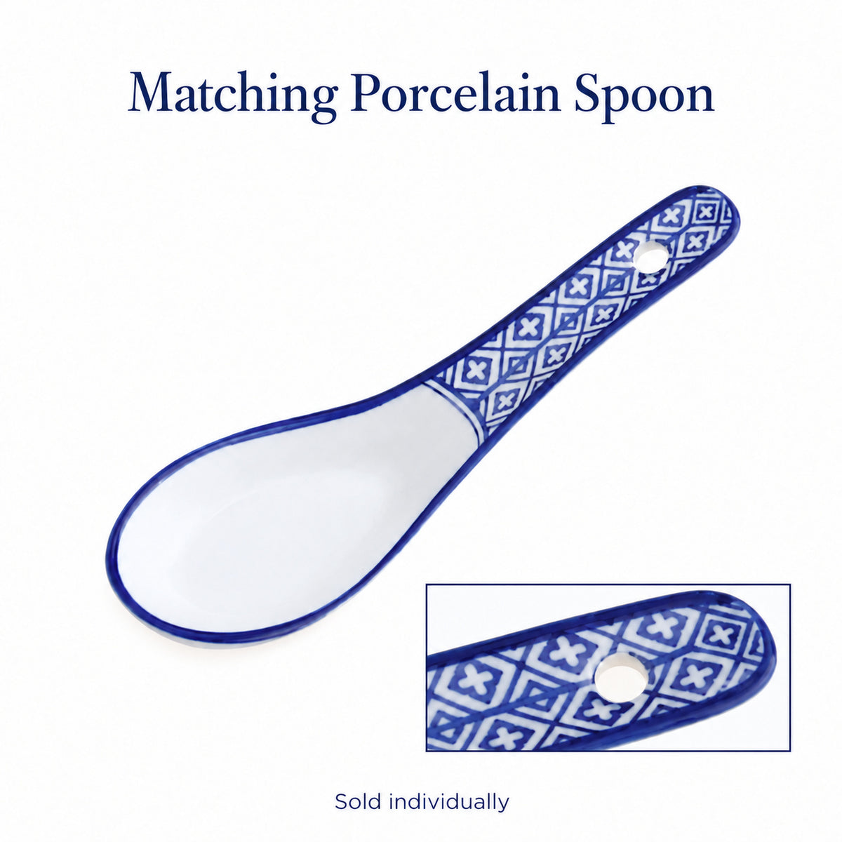 Blue & White Linglong Dessert Bowls, Plates & Spoon