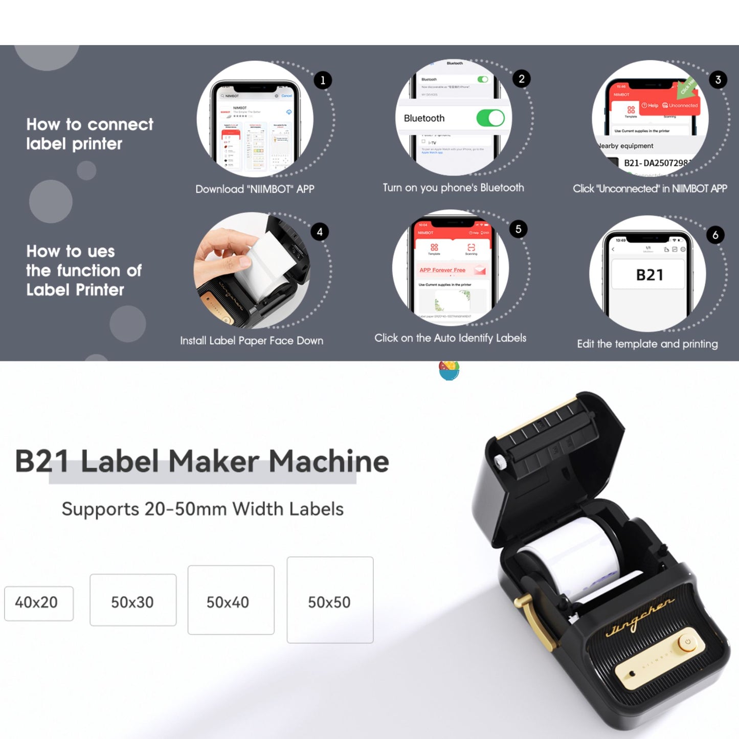 Vintage Mini Label Printer Bluetooth