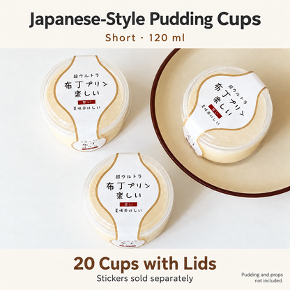 Japanese-Style Pudding Cups with Lids & Stickers