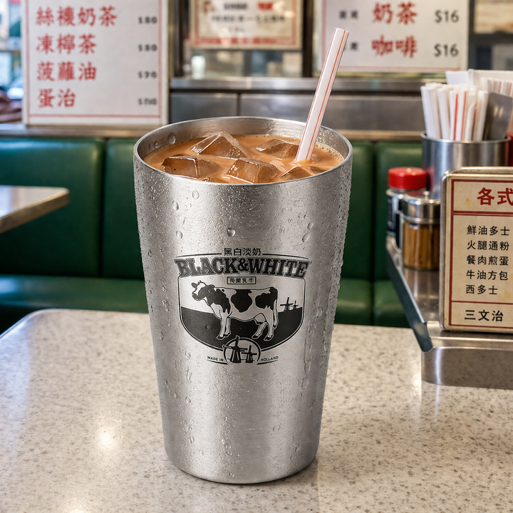 Hong Kong Cha Chaan Teng Stainless Steel Cup – Iced Milk Tea Tumbler