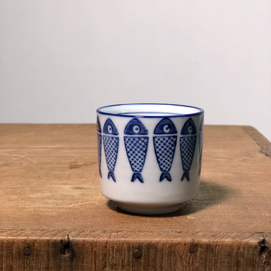 Blue & White Fish Porcelain Teacup, 75 ml