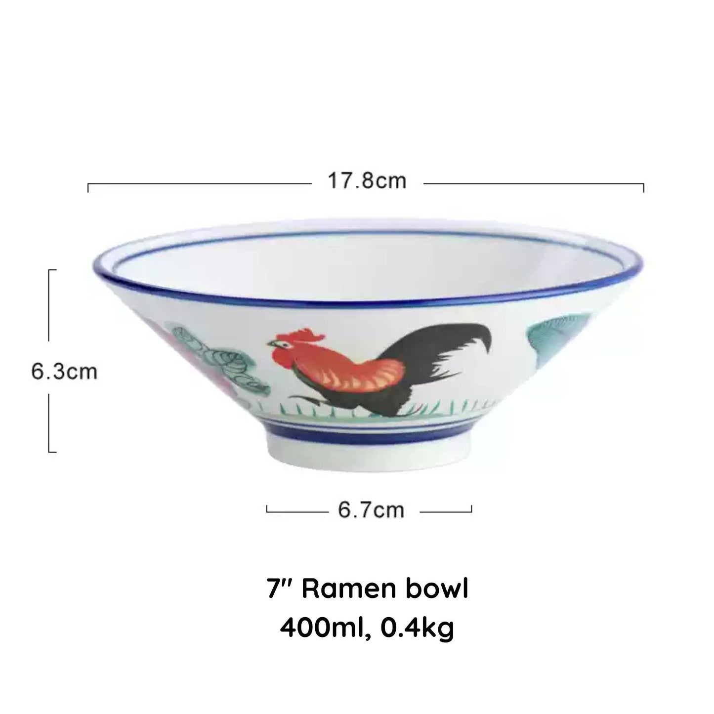 Hong Kong-style celadon ceramic rooster bowl, alternate view 7