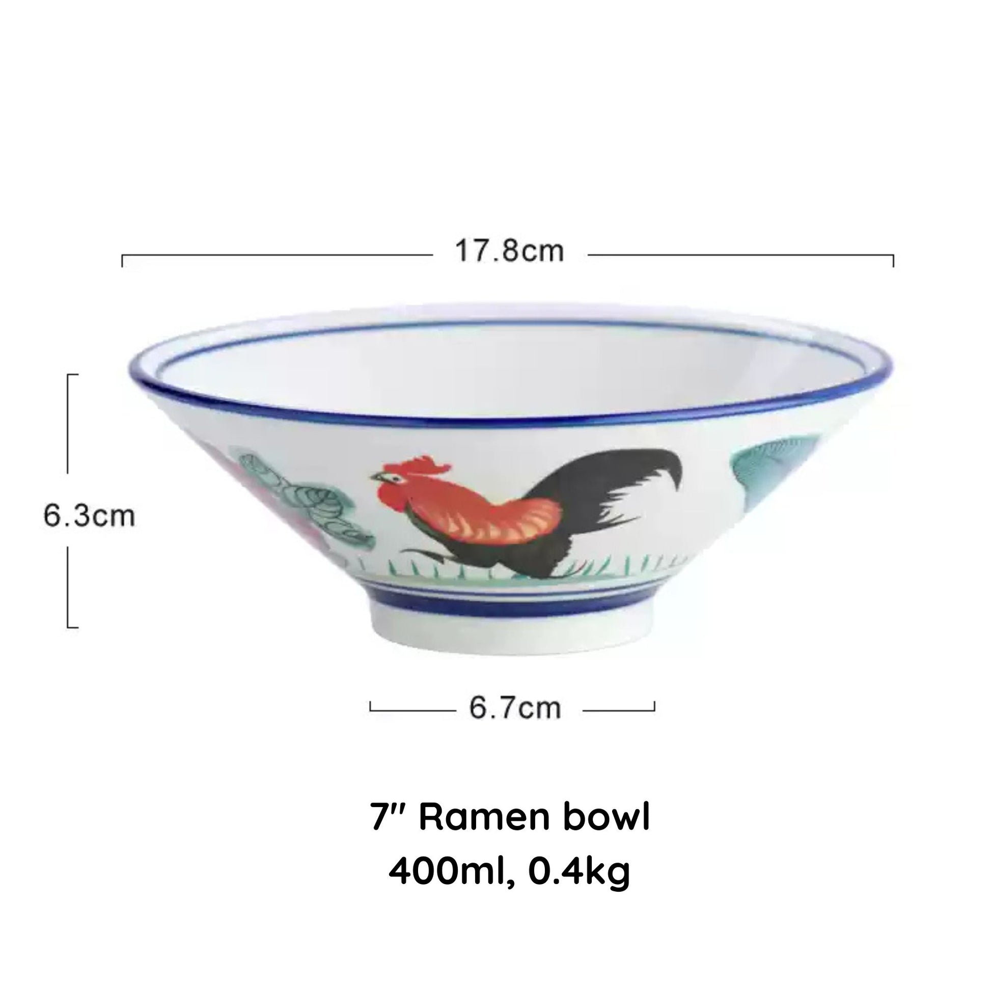 Hong Kong-style celadon ceramic rooster bowl, alternate view 7