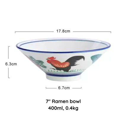 Hong Kong-style celadon ceramic rooster bowl, alternate view 7