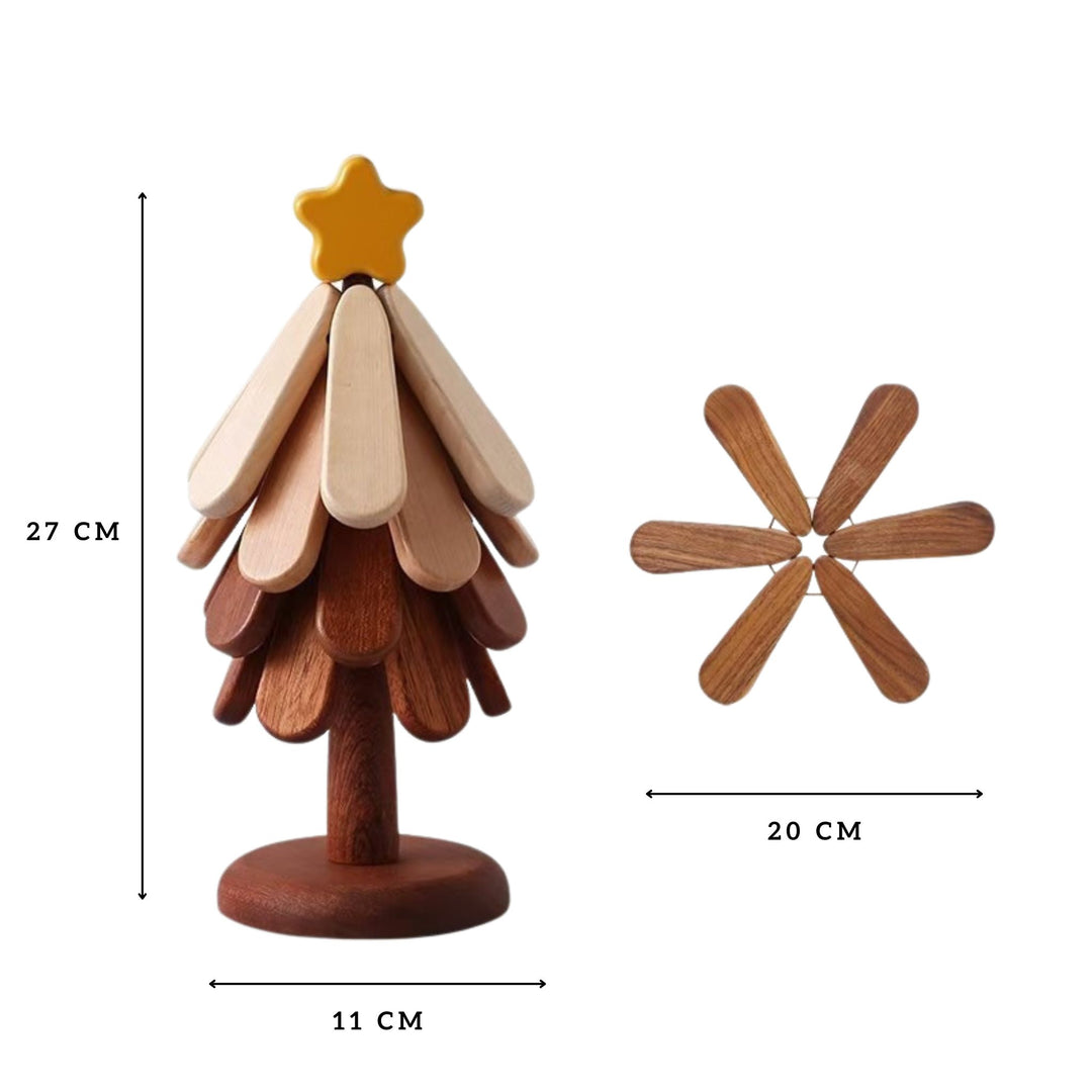 温かい料理用の木製五徳クリスマスツリー