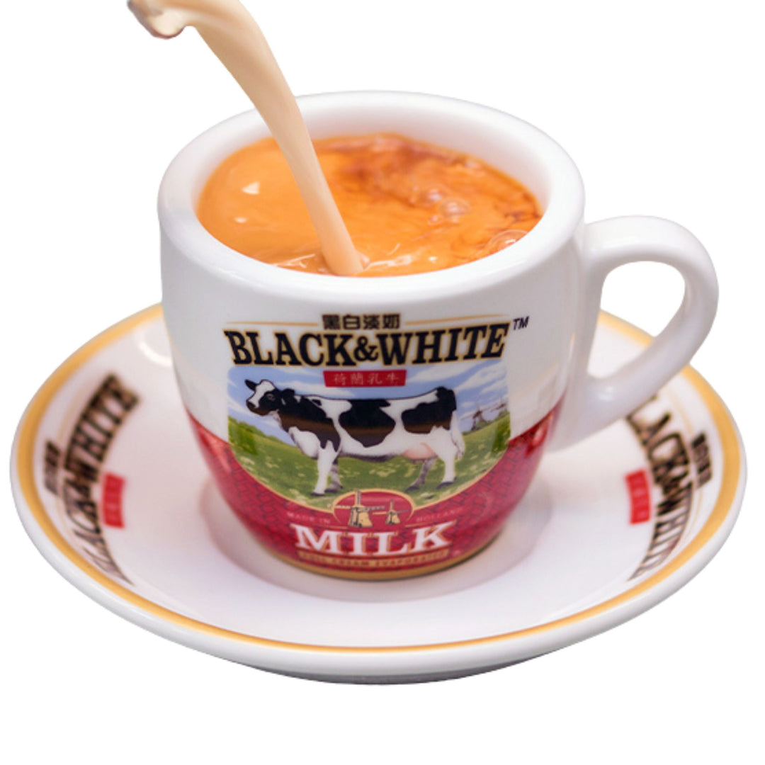 Hong Kong Style Milk Tea Cup Set (Cha Chaan Teng Black & White Cup)