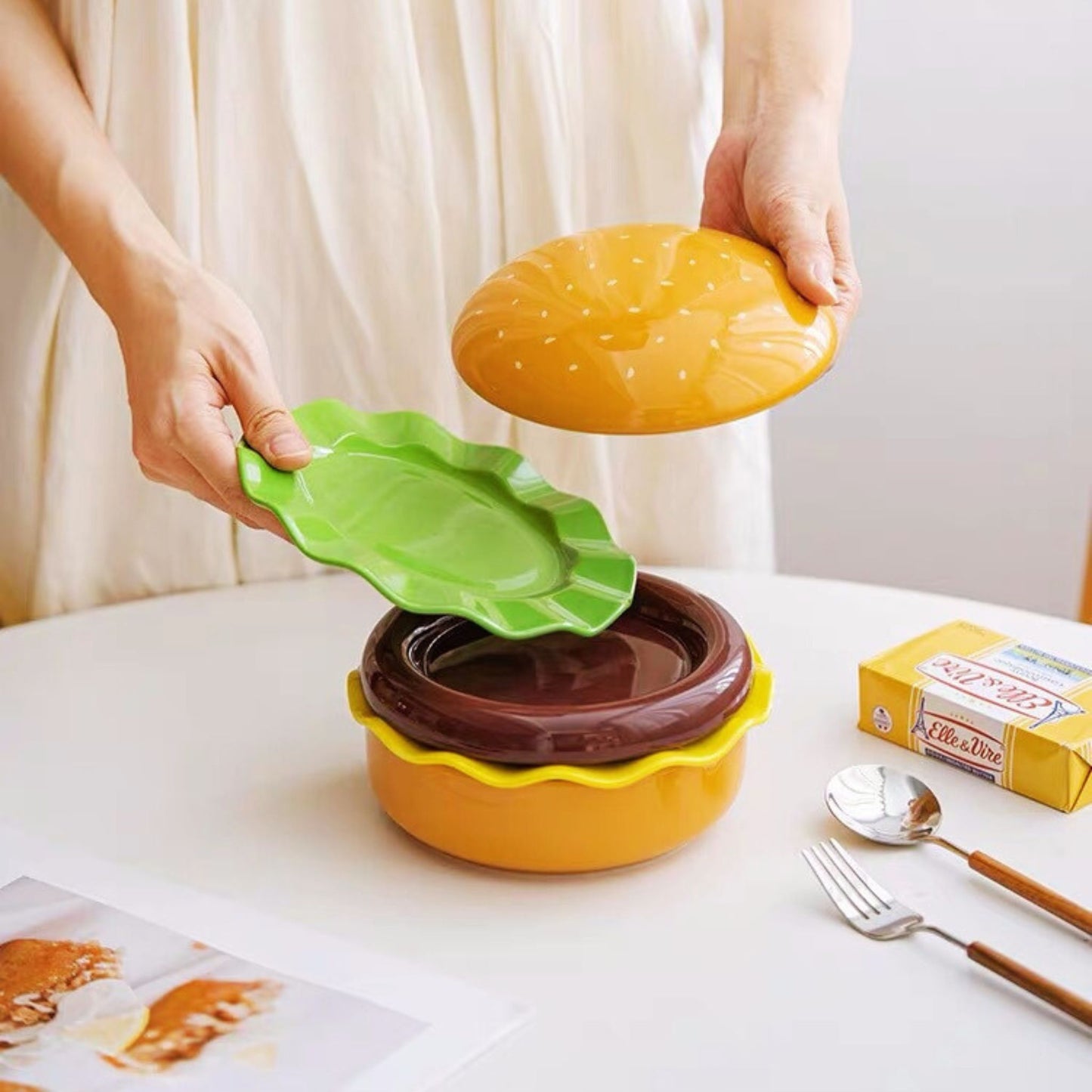 Hamburger Ceramic Dinnerware Set, alternate view 3