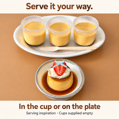 Japanese-Style Pudding Cups with Lids & Stickers