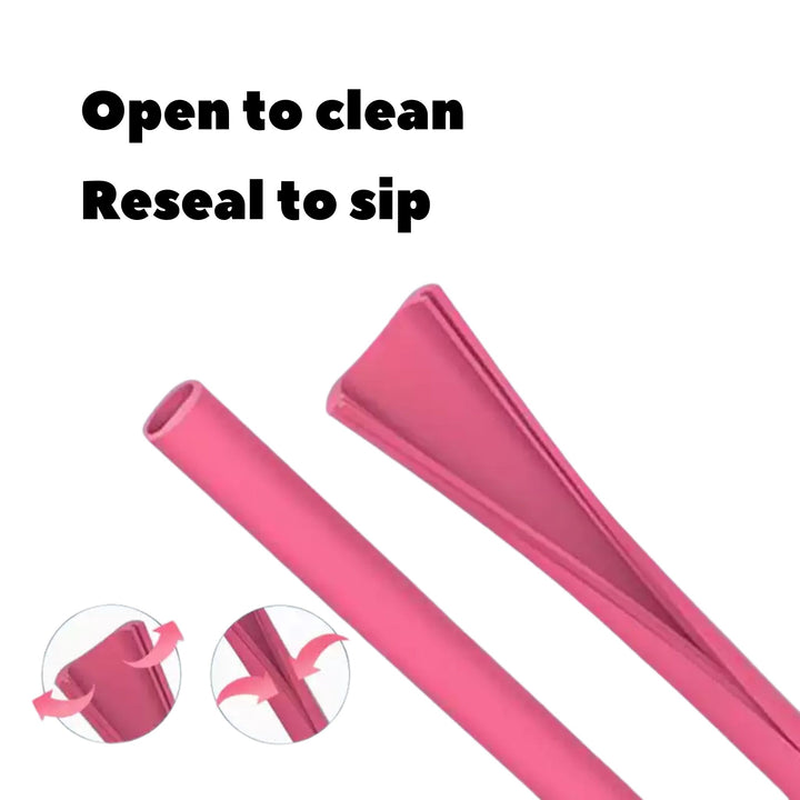 Reusable Silicone Drinking Straws Openable & Washable