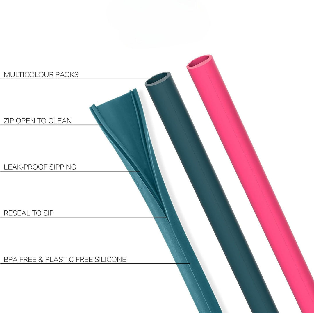 Reusable Silicone Drinking Straws Openable & Washable