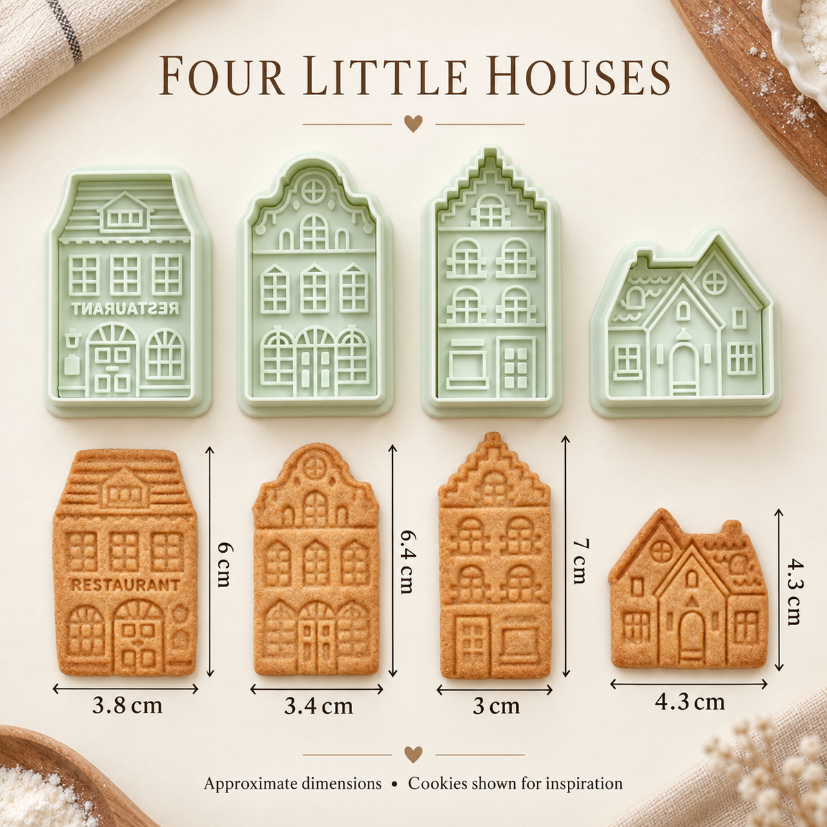 Little Village House Cookie Cutter & Stamp Set (4 Designs)