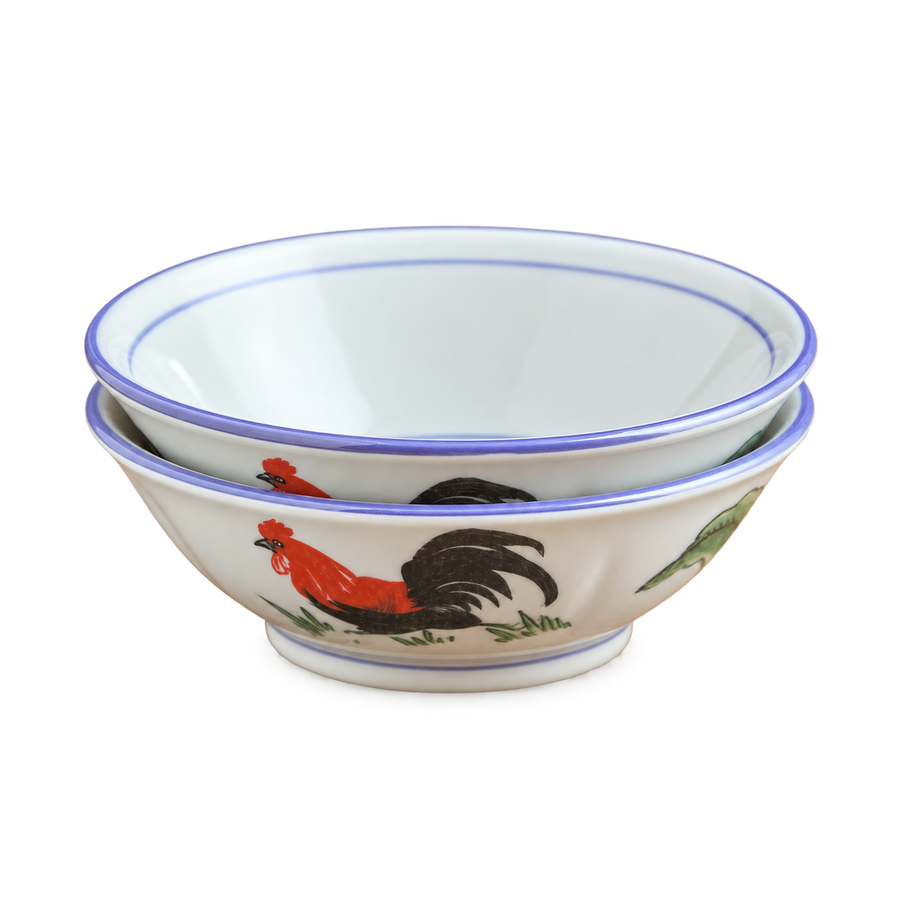 Hong Kong vintage rooster bowls cutout