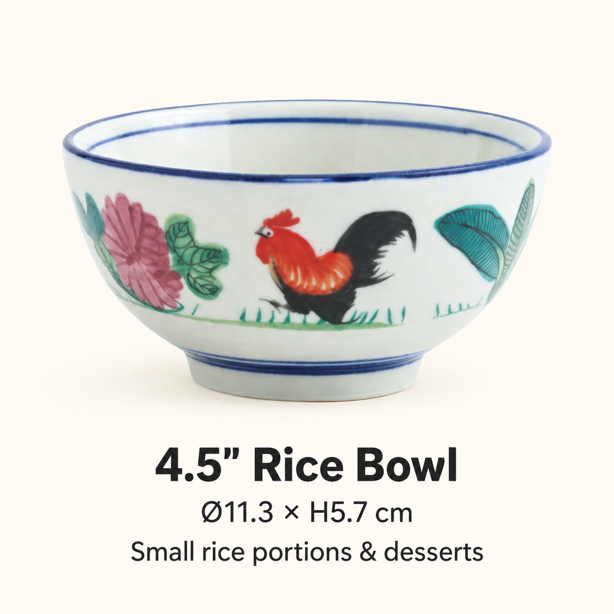 Hong Kong Style Vintage Rooster Bowl – Rounded Style