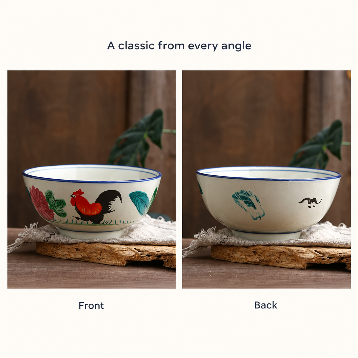 Hong Kong Style Vintage Rooster Bowl – Rounded Style