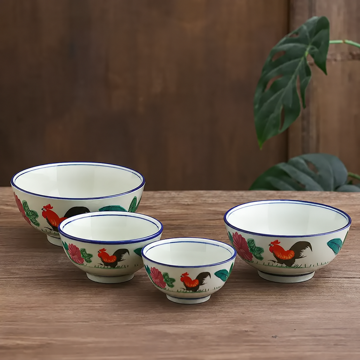 Hong Kong Style Vintage Rooster Bowl – Rounded Style