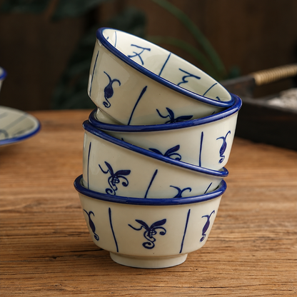 Vintage Blue & White Ceramic Tableware — Sets & Individual Pieces