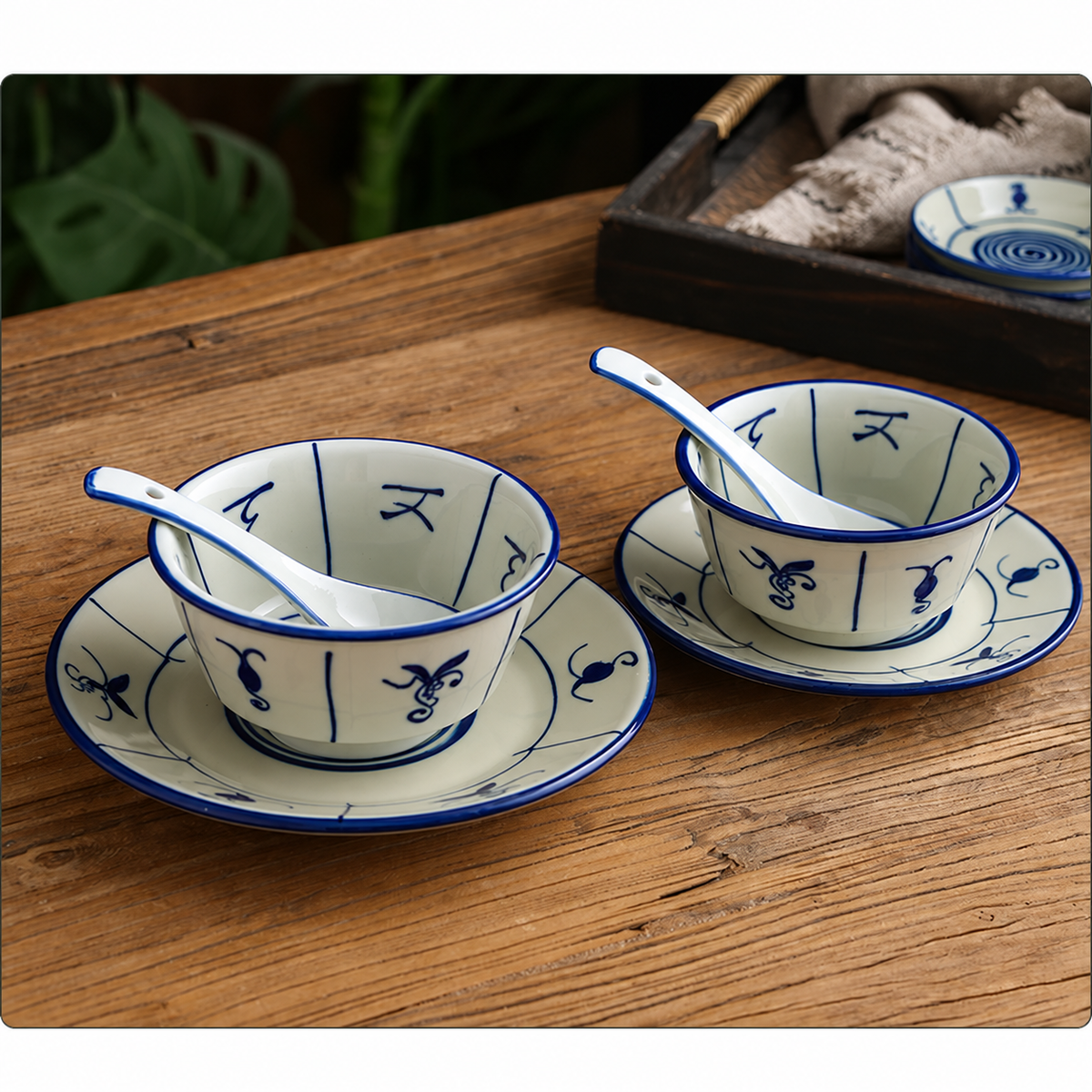 Vintage Blue & White Ceramic Tableware — Sets & Individual Pieces